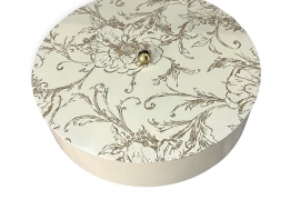 Cream round  lacquer box hand painted with chrysanthemum